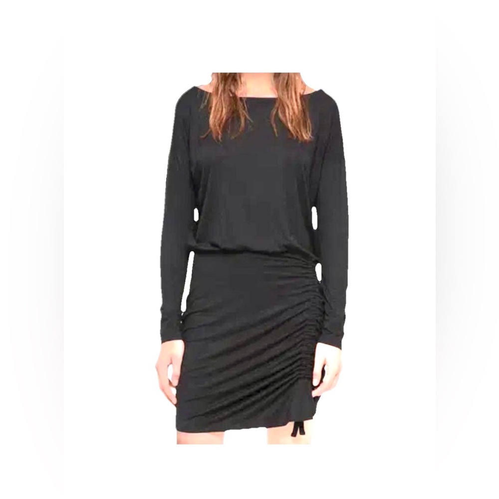 ALLSAINTS TAVI Long Sleeve Ruched Short Dress Sz Medium  Gray Black